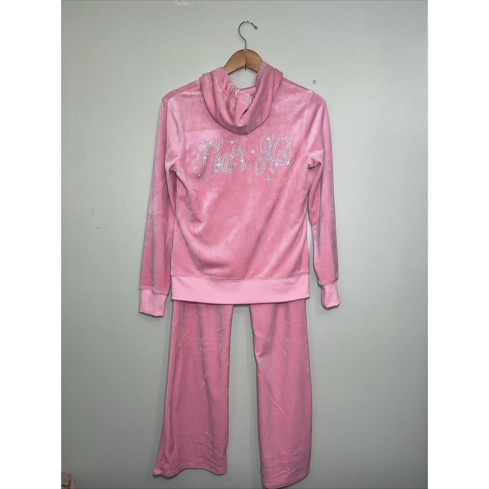 Paris Hilton Y2K Style Track Suite Bling Rhinestones “That’s Hot” Light Pink